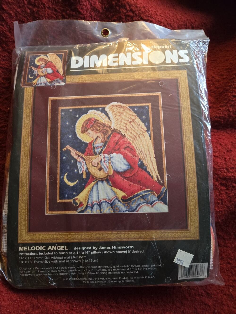 Dimensions Christmas Melodic Angel Music Needlepoint Kit Persian Wool Holiday
